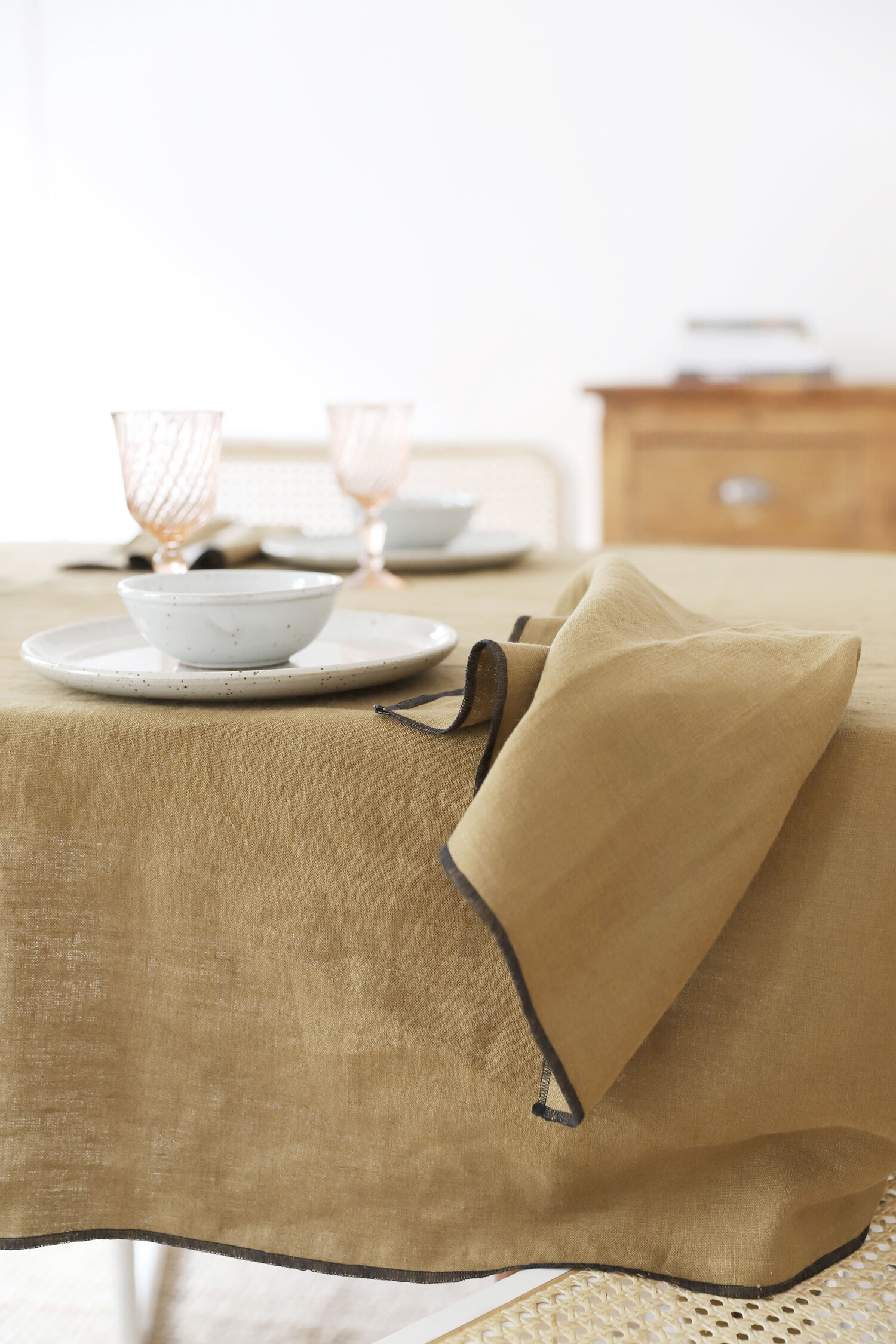 Camel linen tablecloth