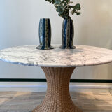 Marble and wicker dining table