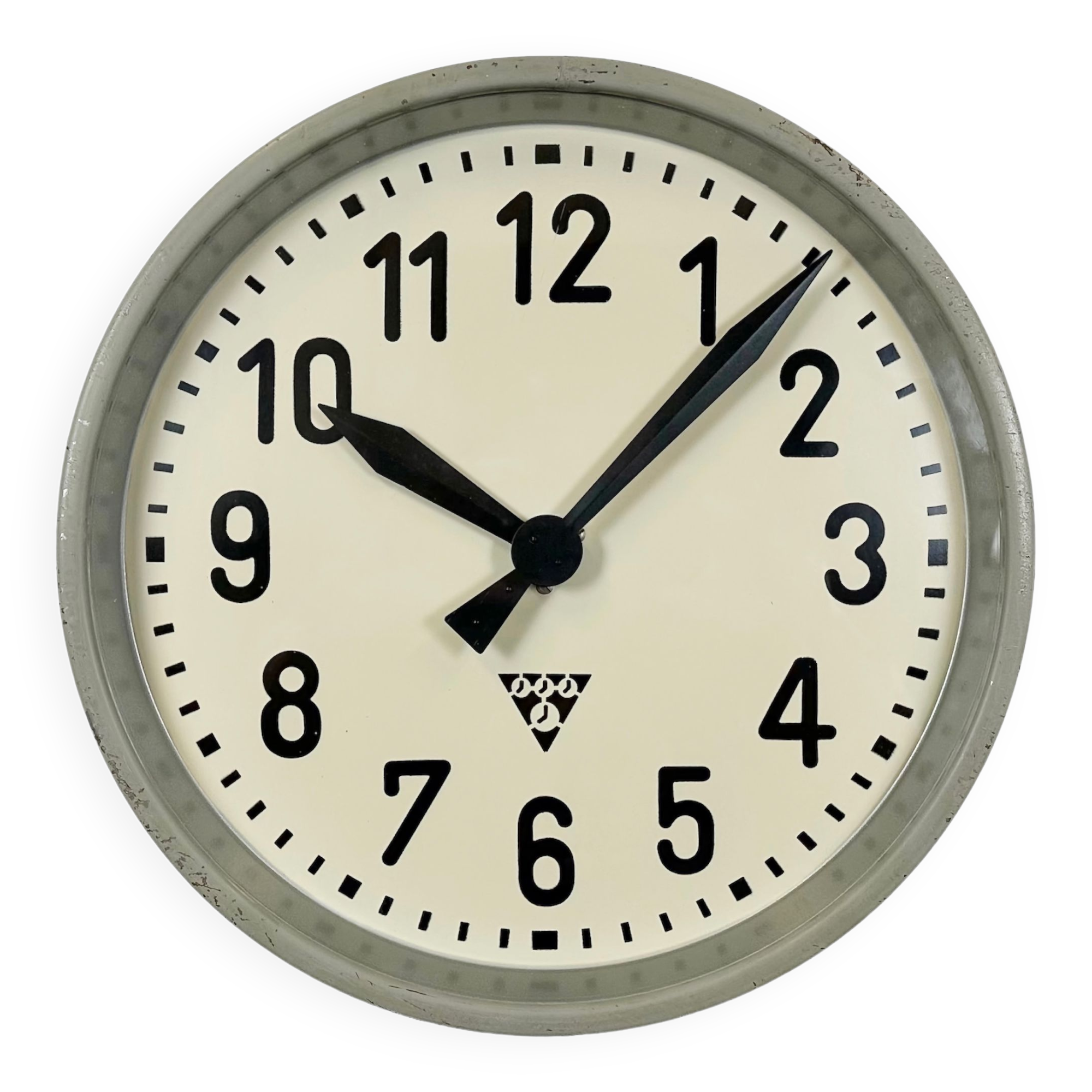 Industrial factory wall clock from Pragotron 1950s
