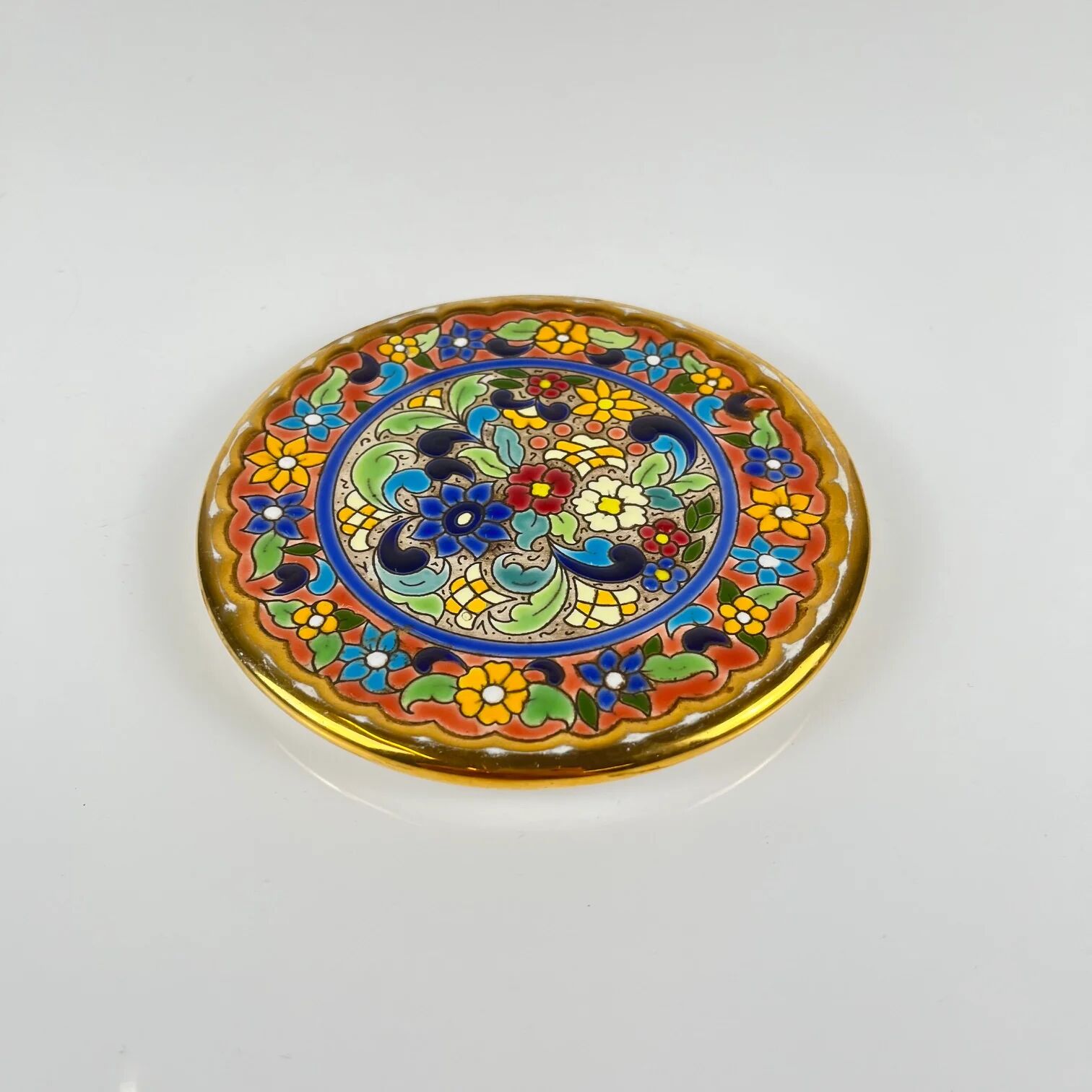 Decorative plate Artecer in ceramic, cuerda seca, Seville, 1980s-90s