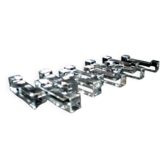 Set of 10 designer crystal knife rests, minimalist style