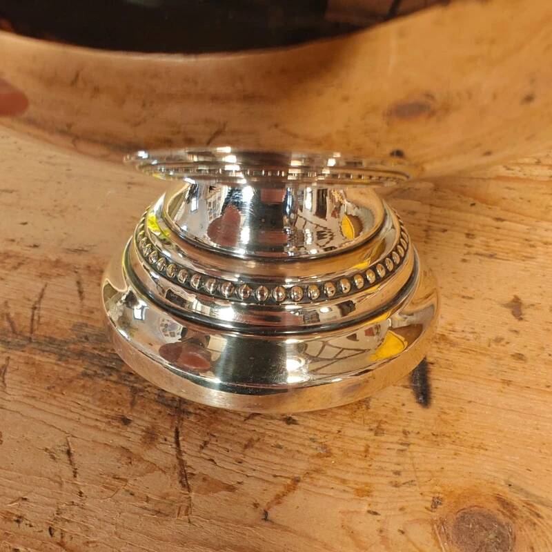 Silver-plated metal flower holder with vintage hallmark