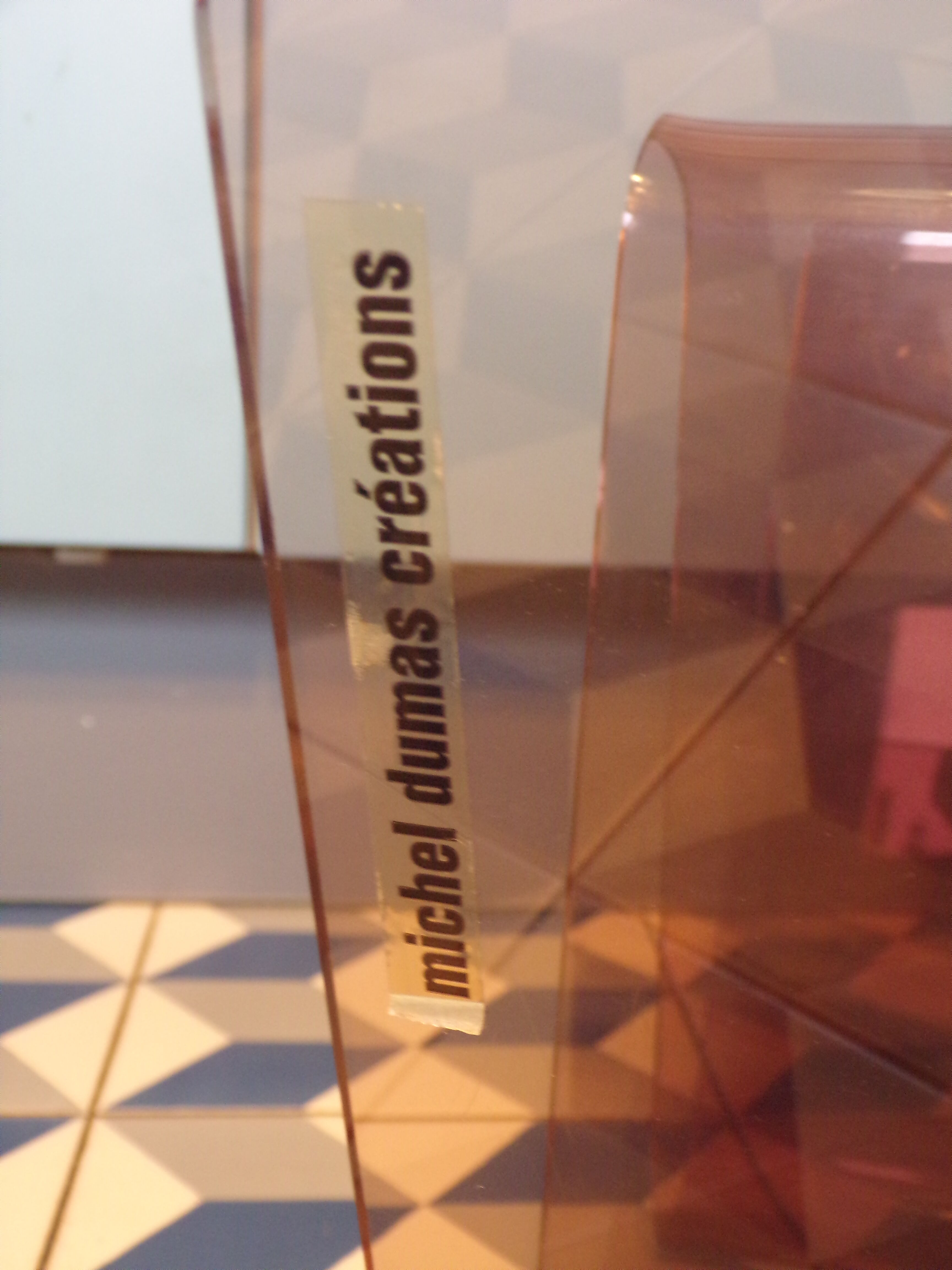 Michel Dumas smoked plexiglass magazine holder