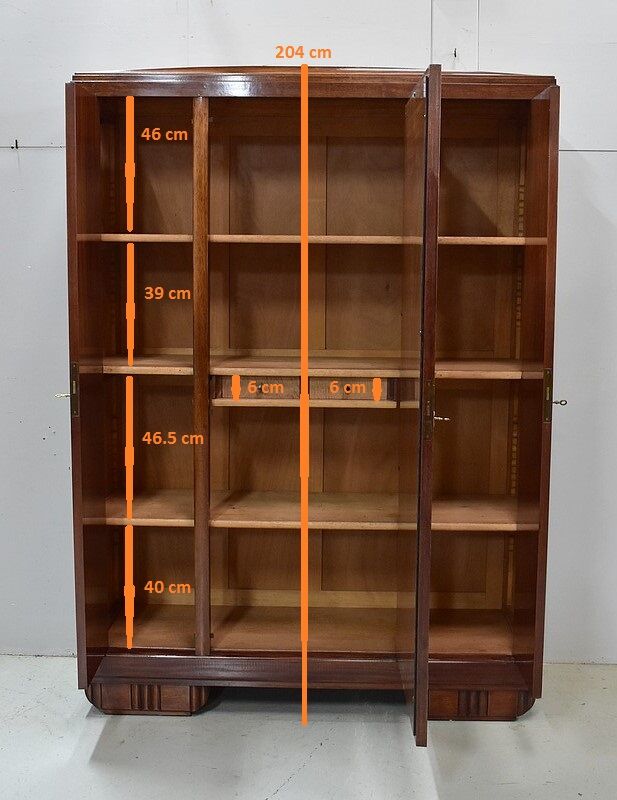 Wardrobe, walnut and mahogany, art deco - 1930 / 1940