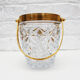 Vintage Glass Ice Bucket, ice cube bowl, gold metal rim