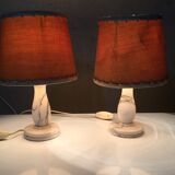 Pair of white marble bedside lamp