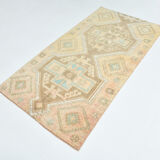 4x7 Soft Beige & Brown Oushak Vintage Rug 109x207Cm