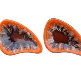 Paire de plats vintage français en faïence de Vallauris à glaçure orange