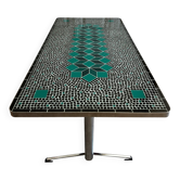 Table basse en mosaïque céramique vert sauge et noir, Allemagne, années 1970