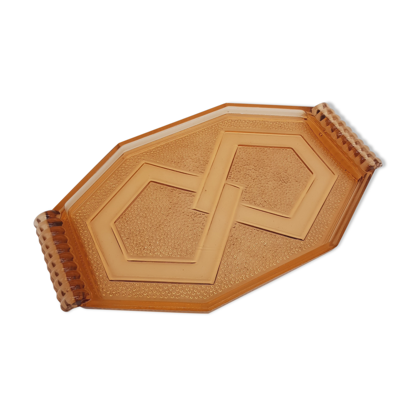 Art deco-era pressed glass tray