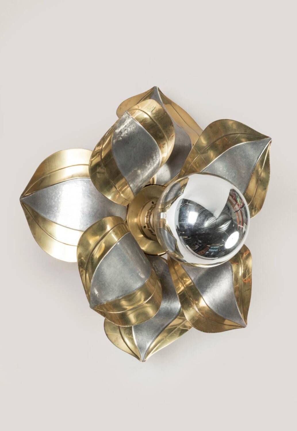 Lotus wall light or ceiling light by Henri Fernandez, Maison Honoré, 1970s.