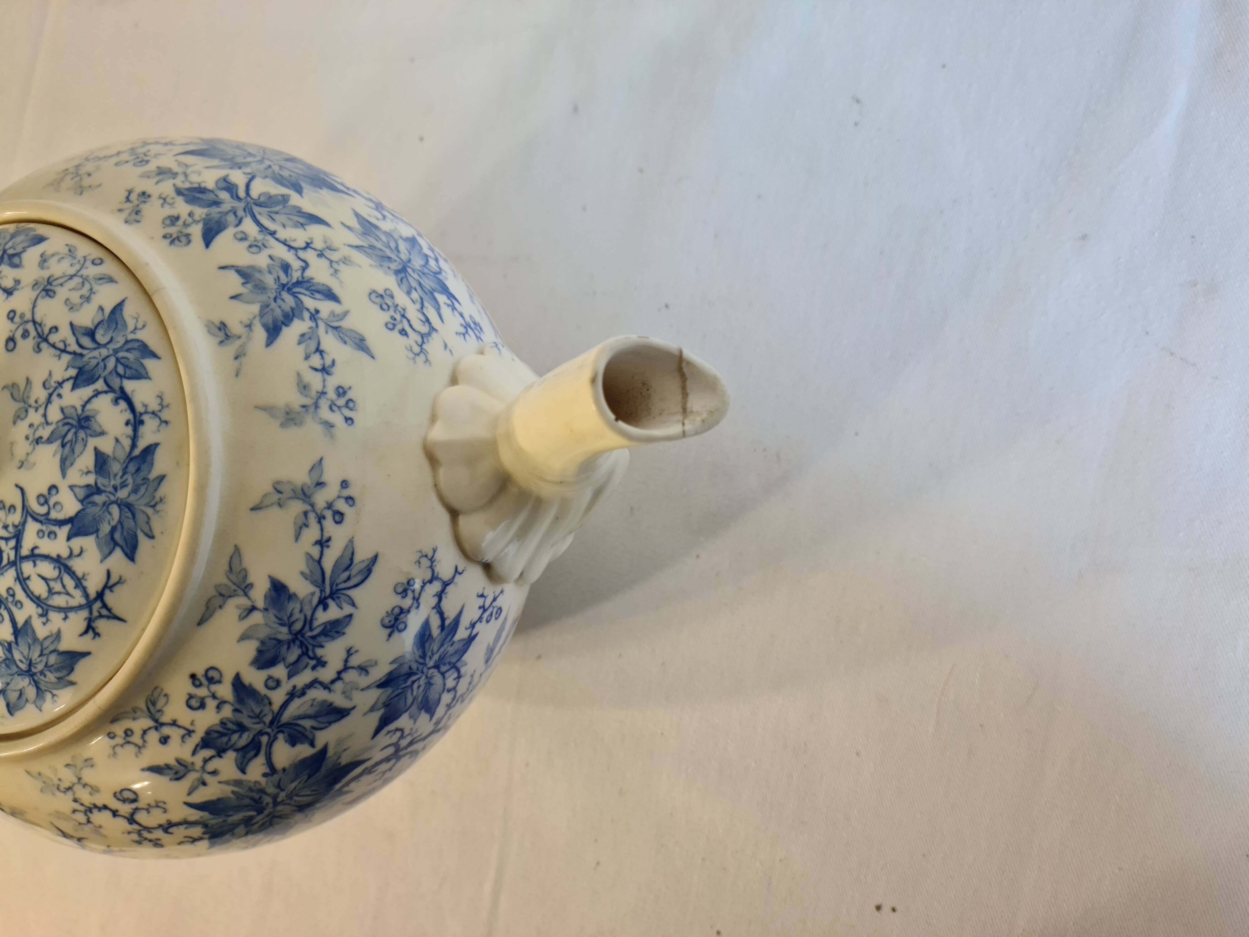 Porcelain De Sarreguemines, Large Porcelain Teapot