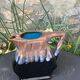 Decanter pitcher in blue and beige glazed ceramic vintage