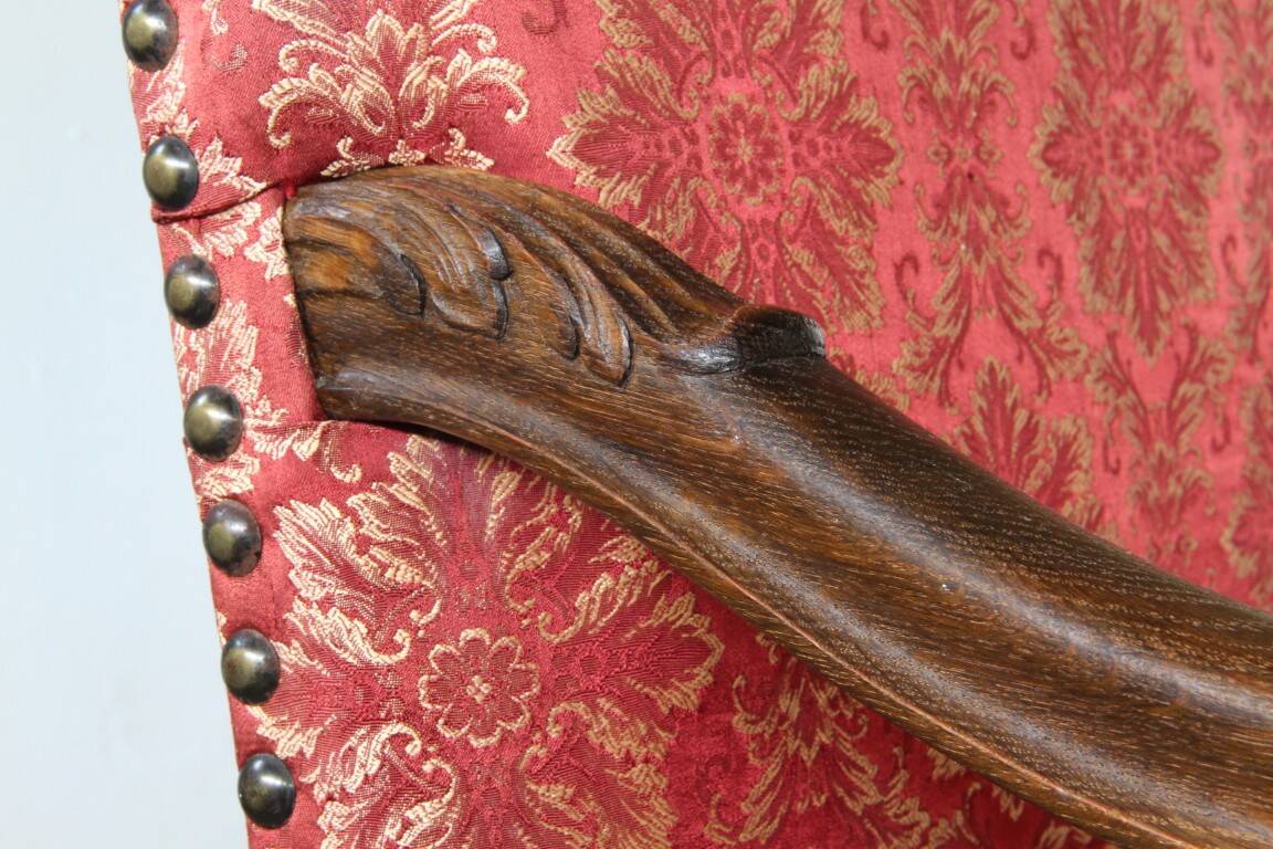 Vintage 19th century Danish Baroque oak armchair - Louis XV style