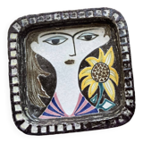 Face illustration ceramic bowl by Mari Simmulson for Upsala Ekeby, Sweden, 1960s