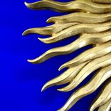 Vintage convex sun mirror in gilded wood, France 1960's