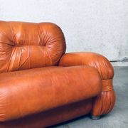 Mid-Century Modern Italian Leather 3 Seat Sofa, 1970s
