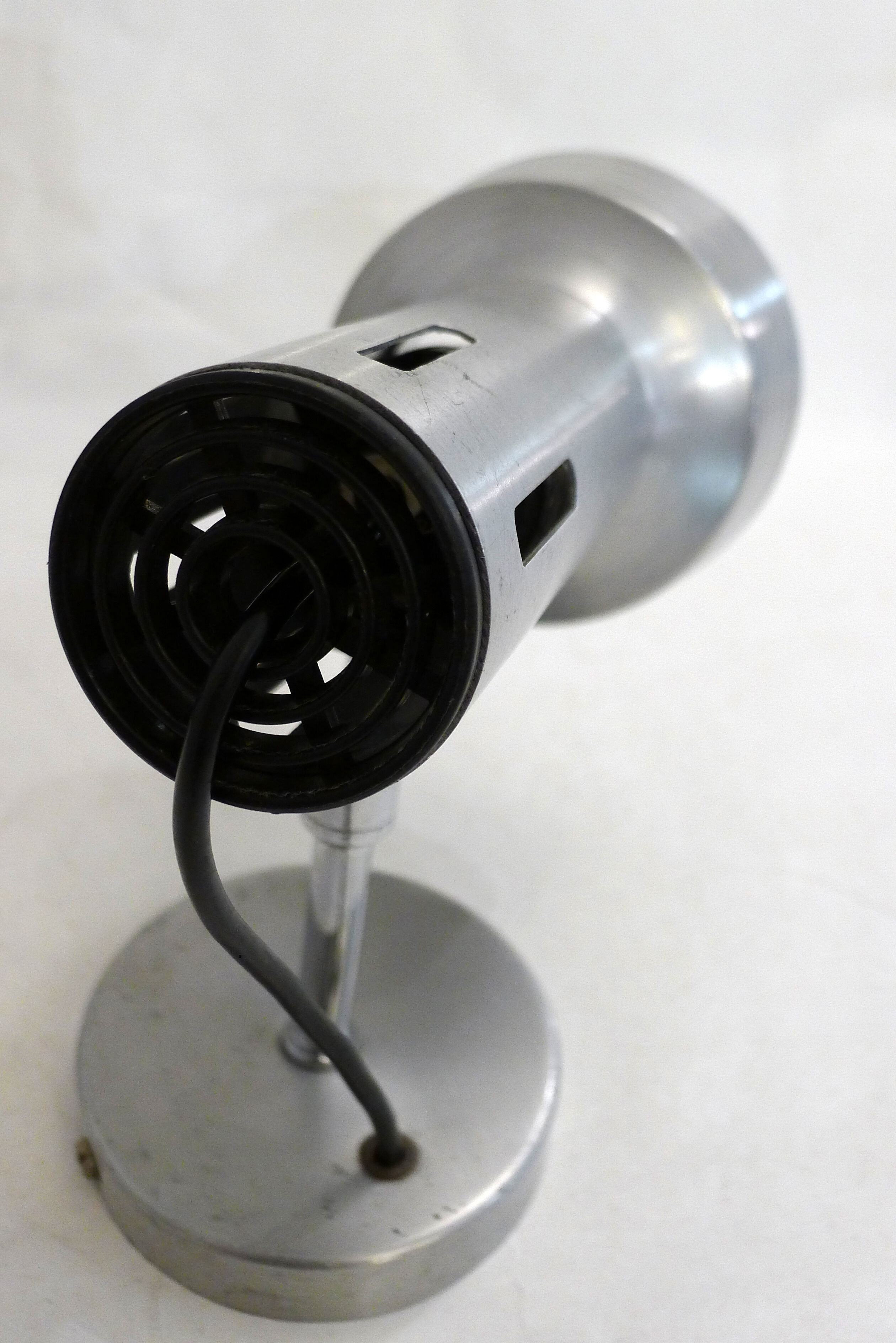 Brushed metal adjustable wall spotlight 1970s