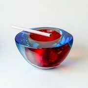 Red and blue Sommerso ashtray by Seguso, Murano glass, Italy, 1970