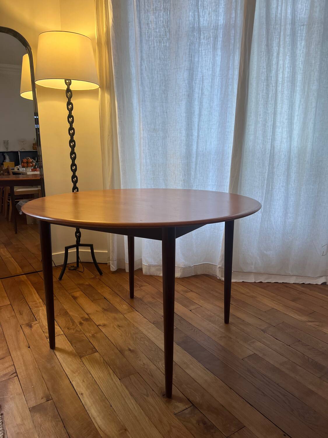 Danish round teak table from the 60s