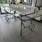 Roche Bobois glass and steel dining table and 6 chairs