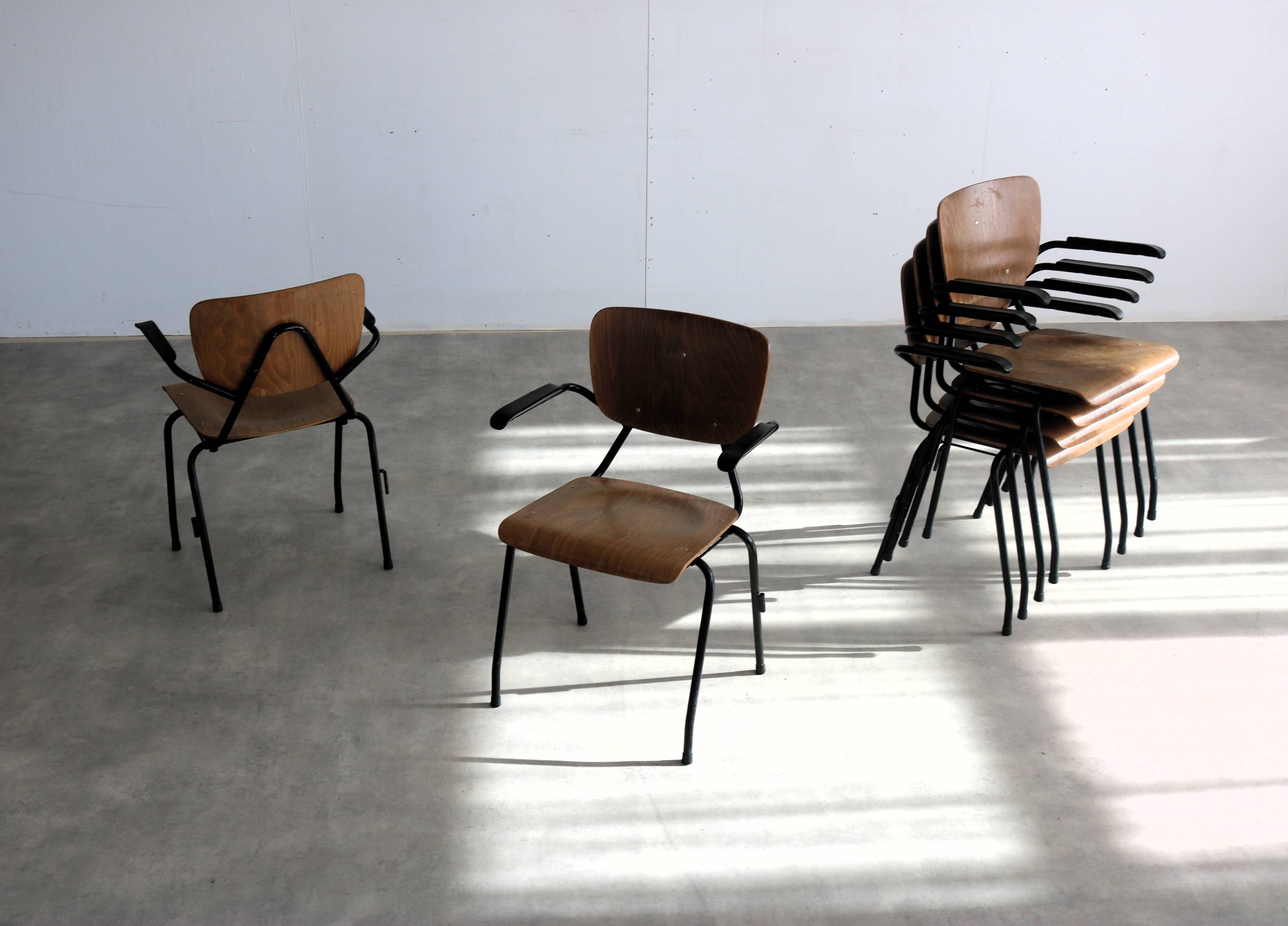 ensemble de 6 chaises de salle à manger industrielles
