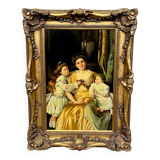 Painting "Family scene". Oil on canvas.