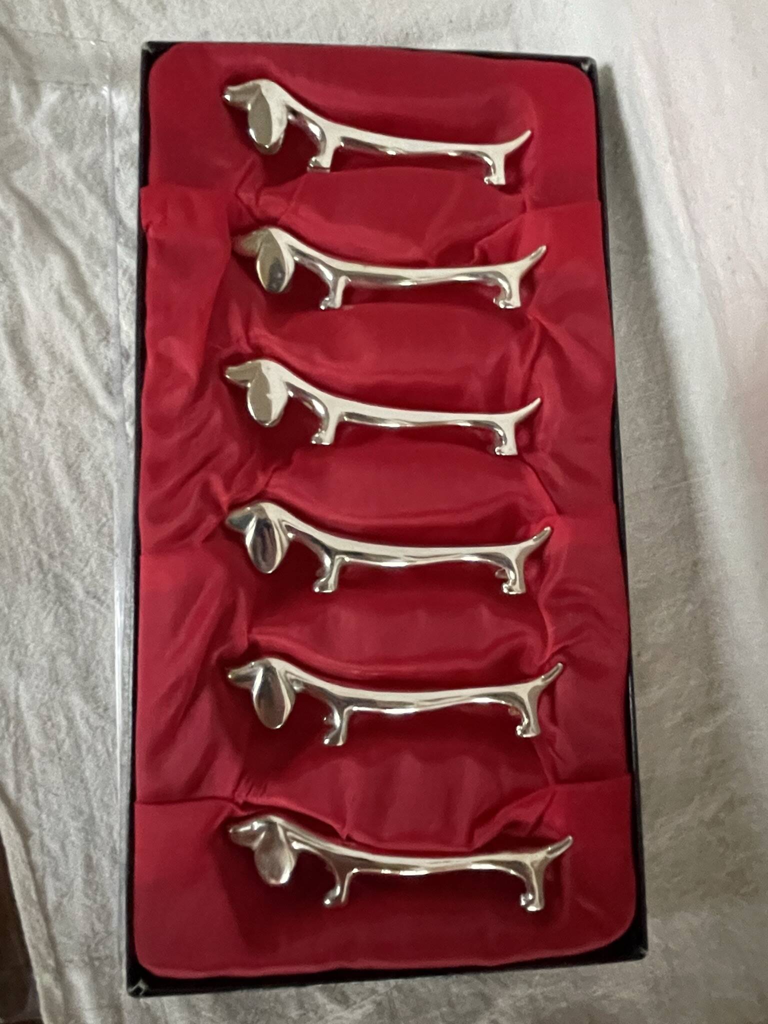 Silver dachshund knife holder