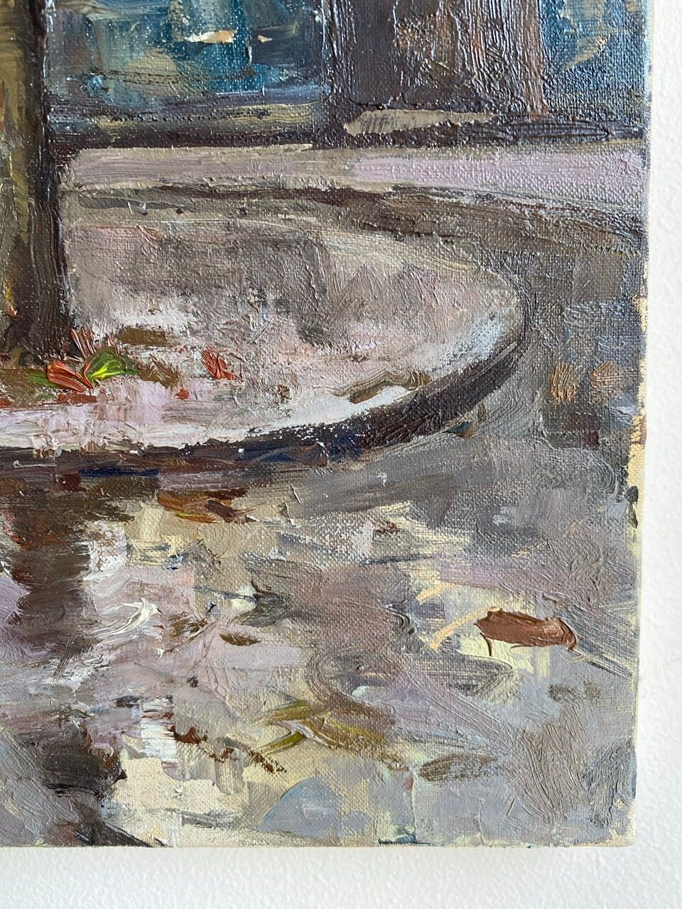Ancient painting, Furstenberg Square, Paris, signed Saulin, 20th century