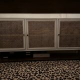 White wooden sideboard and canning
