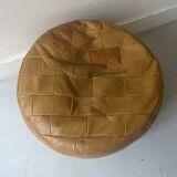 pouf in genuine leather patchwork colors, 1970