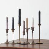 Vintage Brass Candlesticks, 1960s, Set of 7