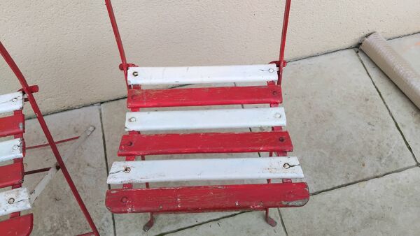 Paire chaises pliantes de jardin bistrot 1900 ancienne