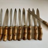 set of 11 knives with bamboo handles 1960 Riviera