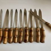 set de 11 couteaux manche bambou 1960 Riviera