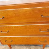 Vintage wooden chest of drawers, white braid