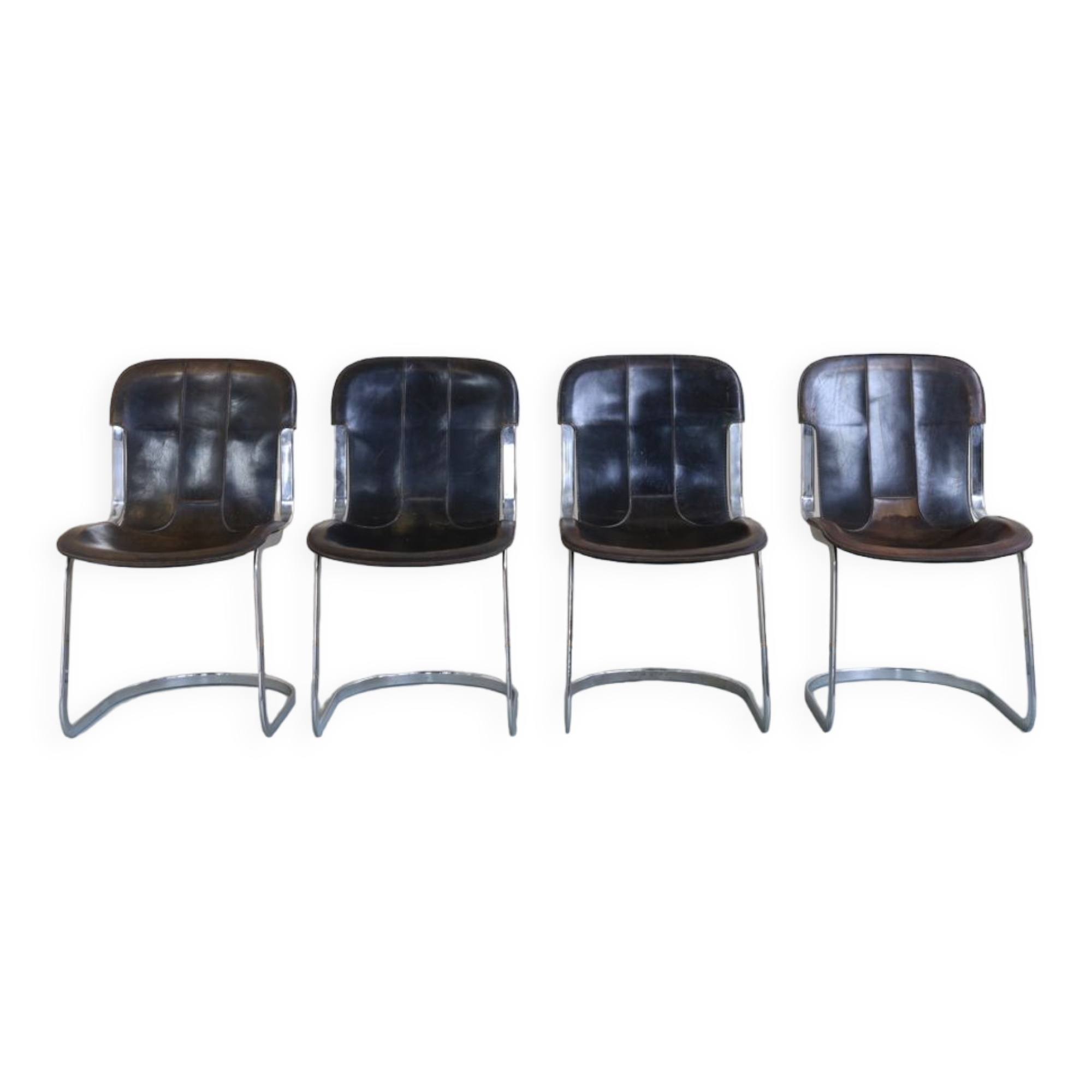Chaise de salle à manger en cuir de Cidue, années 1970