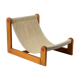 Brutalist sling lounge chair in Canvas, Pine and sheepskin, Belgium, 1970s
