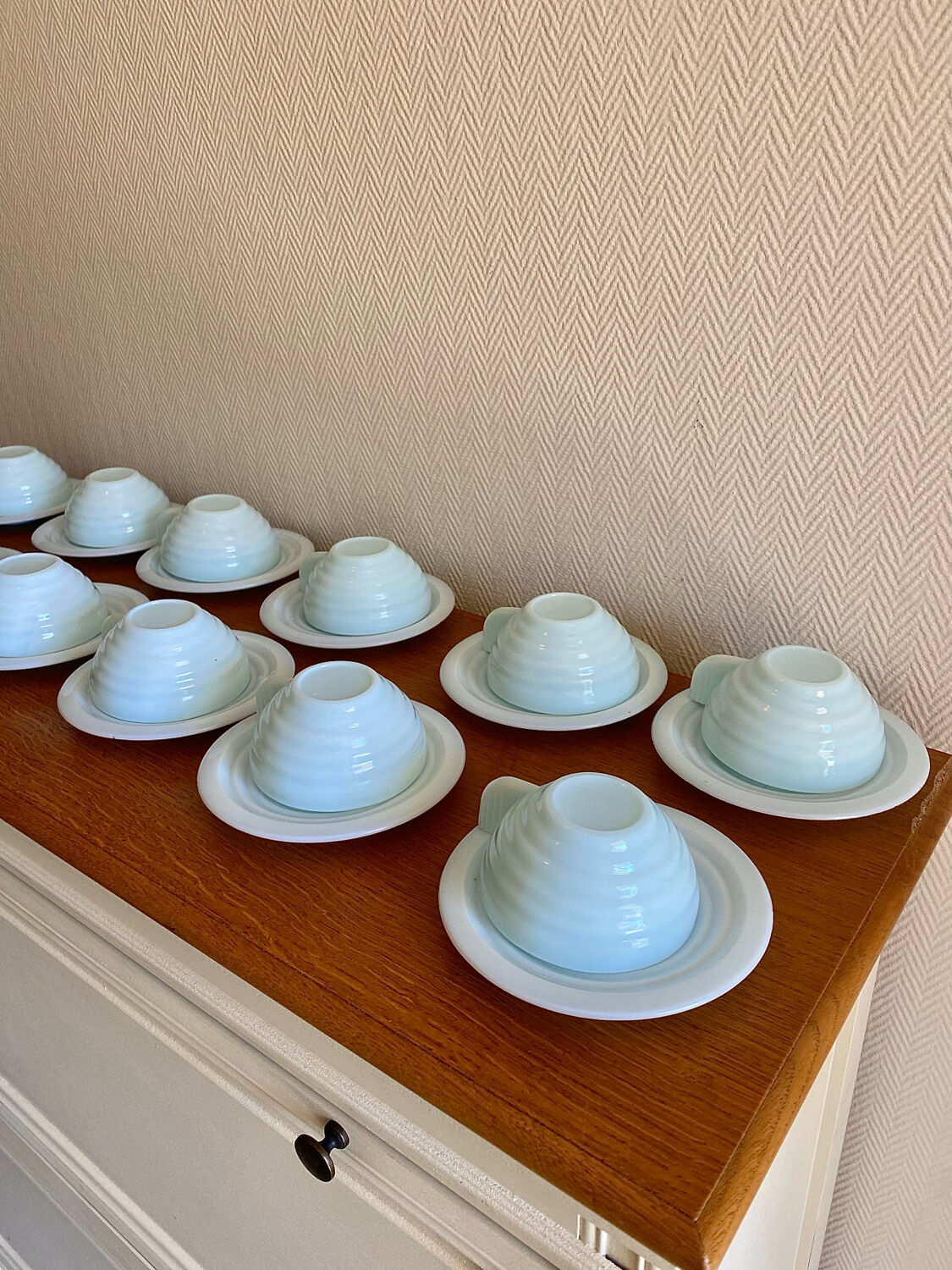 Art Deco coffee service in blue opaline