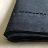 Drap ancien en lin et coton bleu nocturne