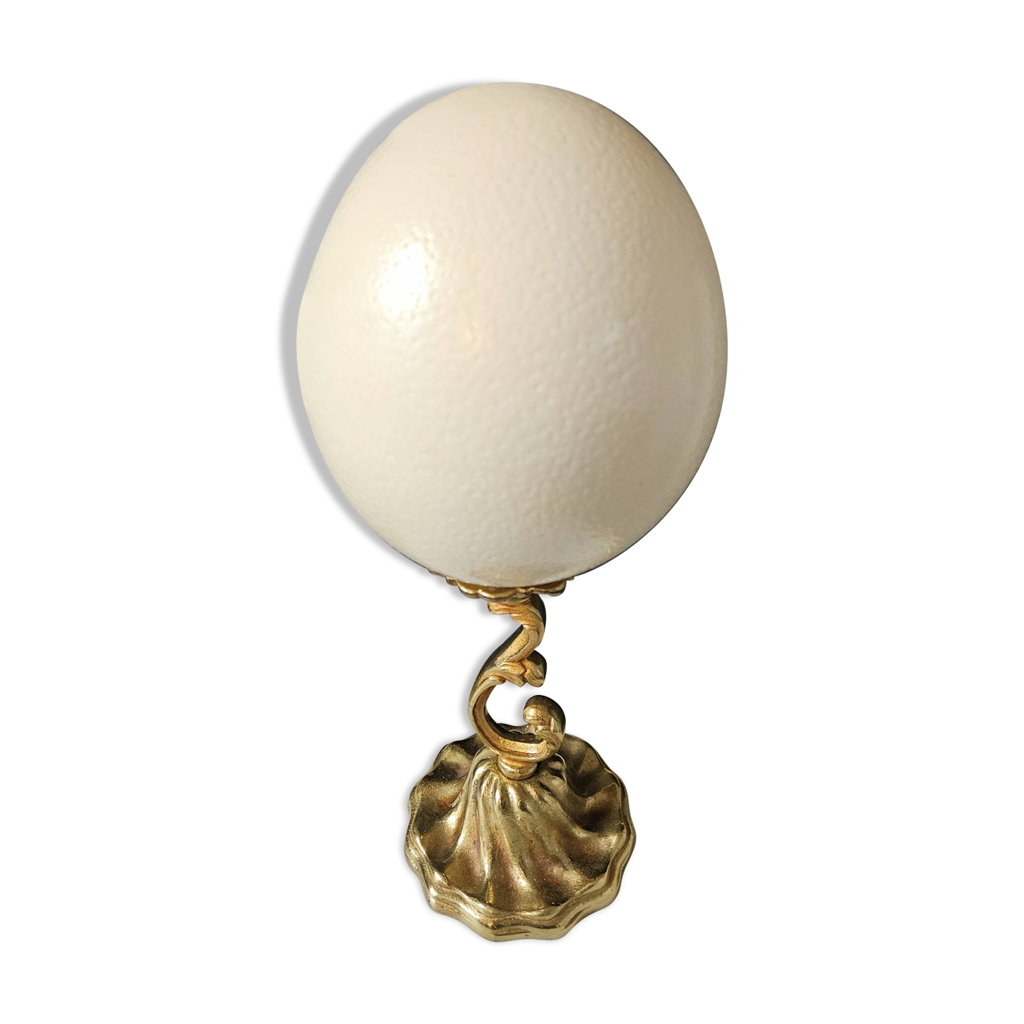 Ostrich Egg, Brass Base (20th Century) H: 29 cm
