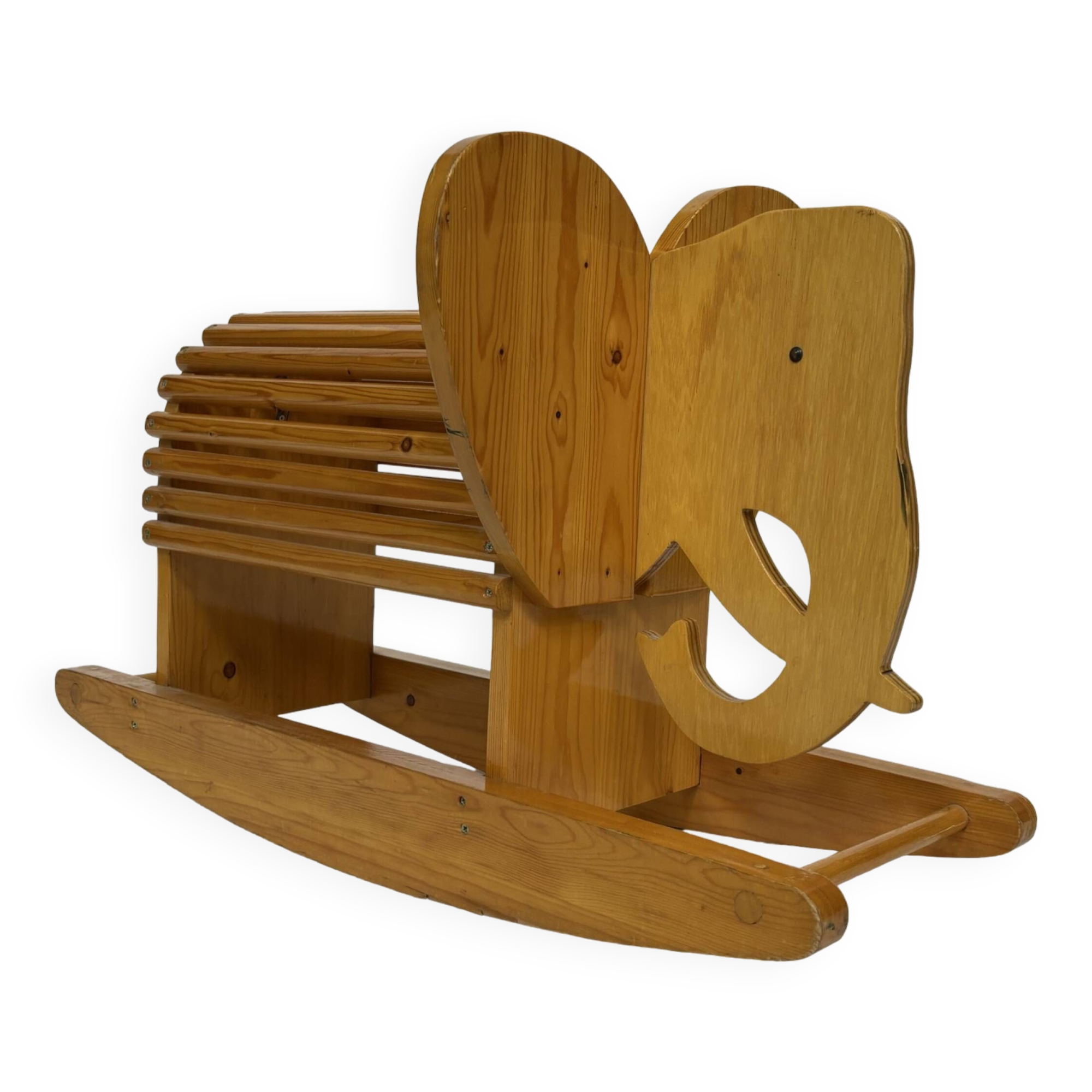 Vintage Swedish design Wooden Rocking Elephant 80's design