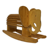 Design suédois vintage Éléphant à bascule en bois Design des années 80