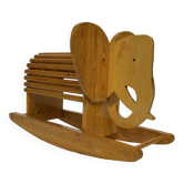 Vintage Swedish design Wooden Rocking Elephant 80's design