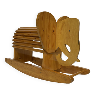 Vintage Swedish design Wooden Rocking Elephant 80's design
