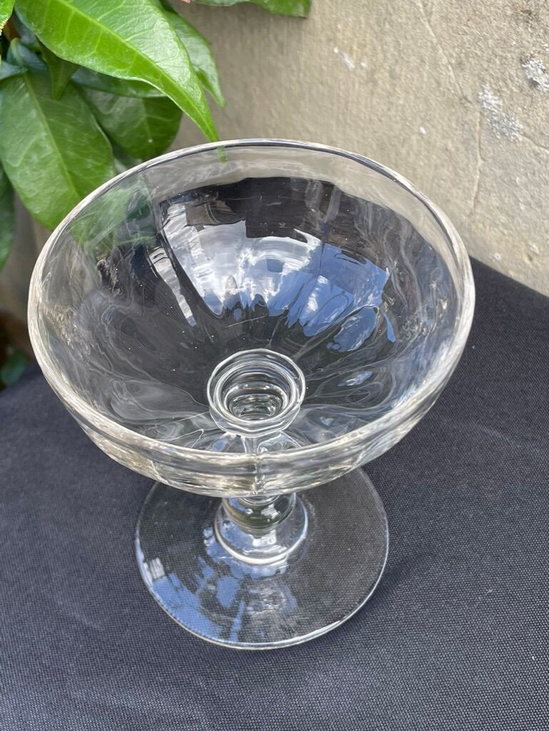 6 Champagne glasses in glass with Venetian ribs - XIXth