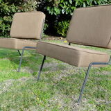 Pair of armchair heaters in brown fabric