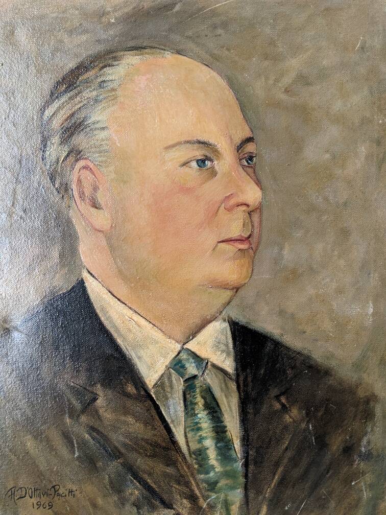 Old oil painting portrait of a man from the 20th century