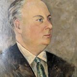 Old oil painting portrait of a man from the 20th century