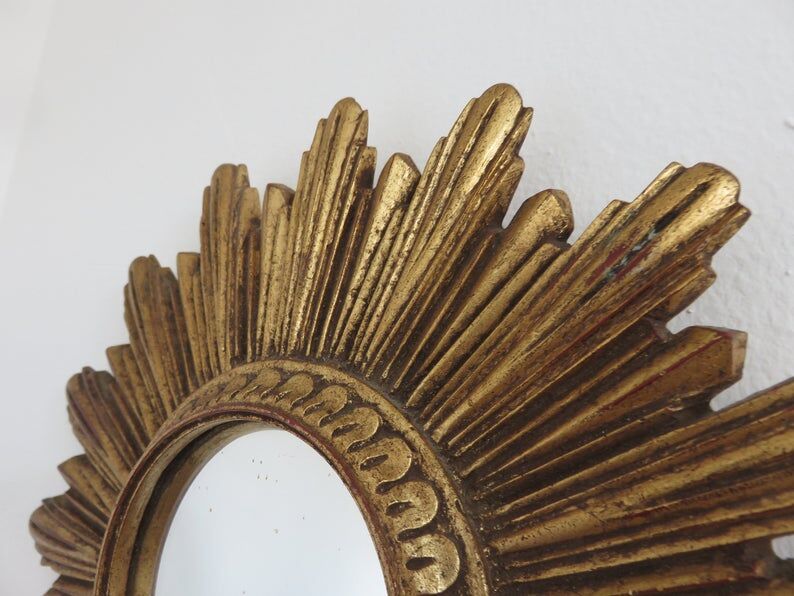 Golden sun mirror witch eye years 60 70 - 25x25cm